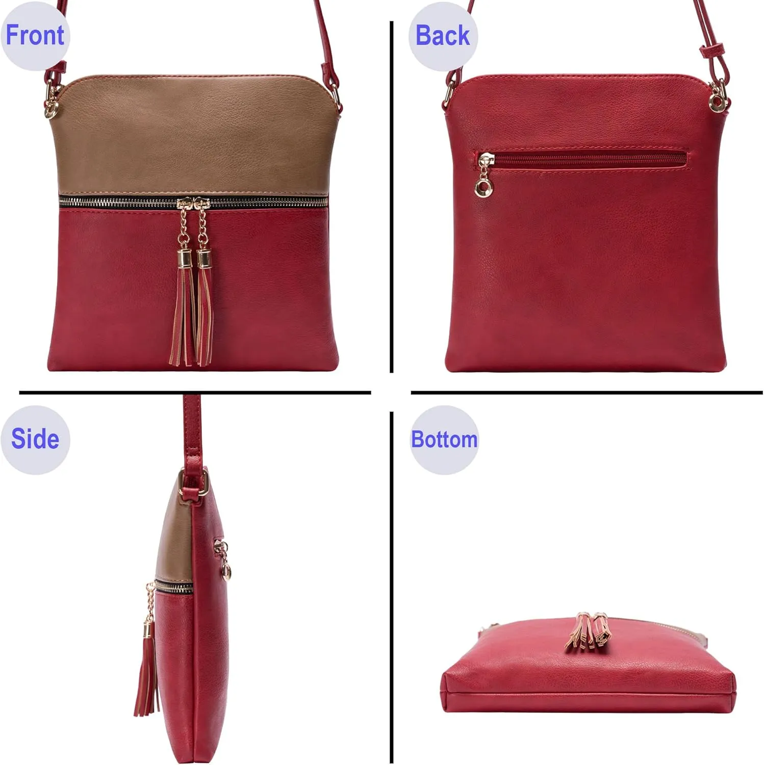 Solene Womens Lightweight Medium Crossbody Purse with Tassel, Perfect Size Crossbody Bags for Daily Use, travel