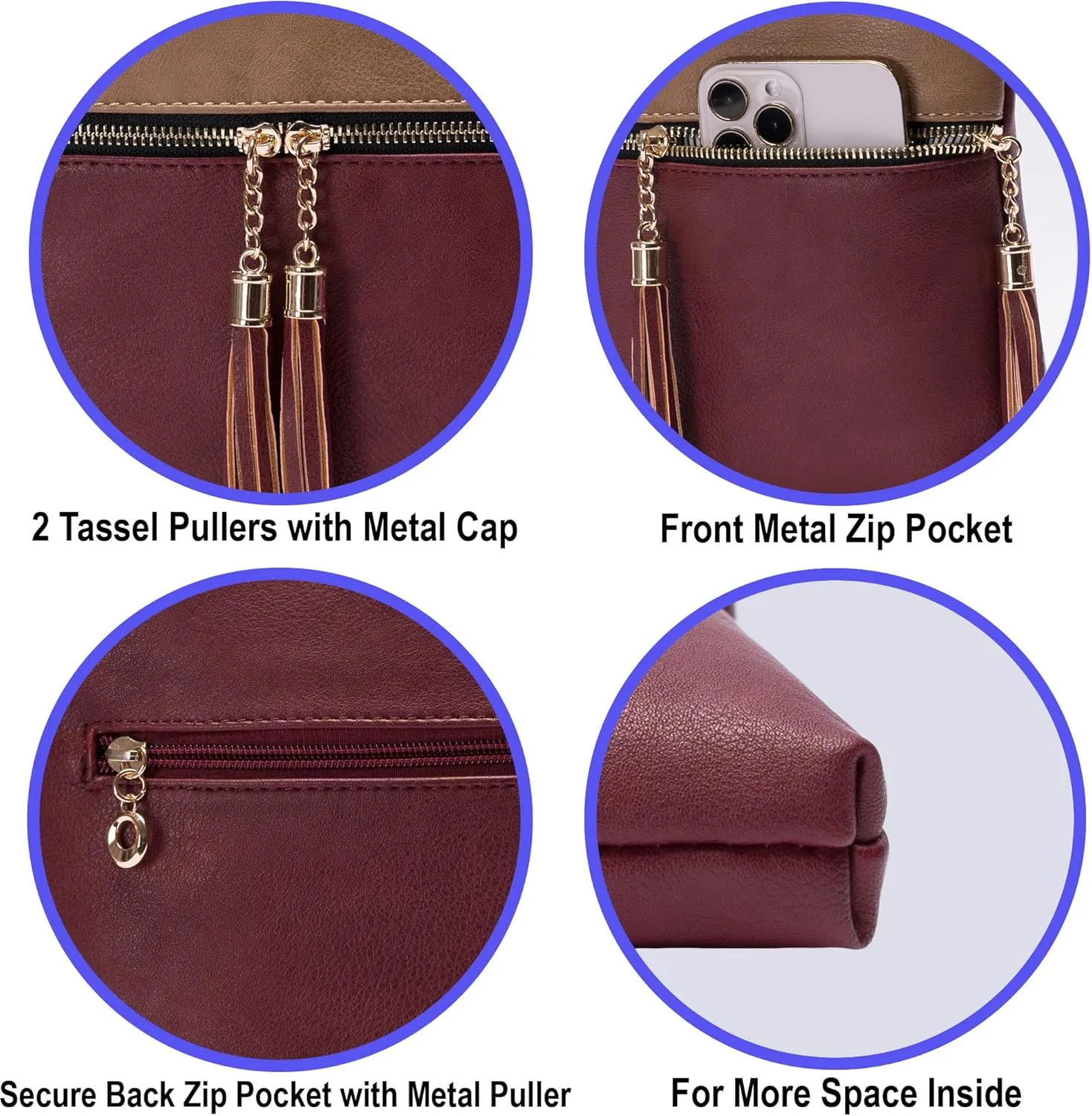 Solene Womens Lightweight Medium Crossbody Purse with Tassel, Perfect Size Crossbody Bags for Daily Use, travel