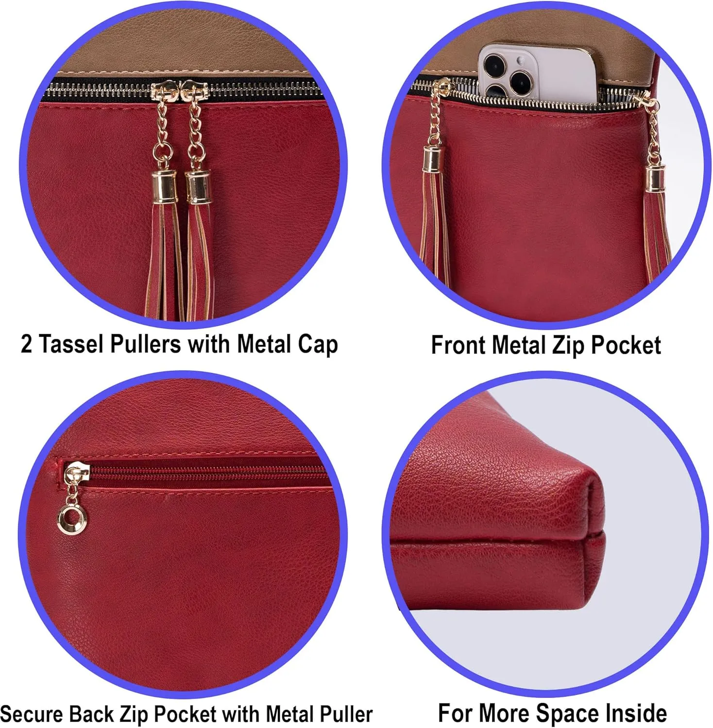 Solene Womens Lightweight Medium Crossbody Purse with Tassel, Perfect Size Crossbody Bags for Daily Use, travel