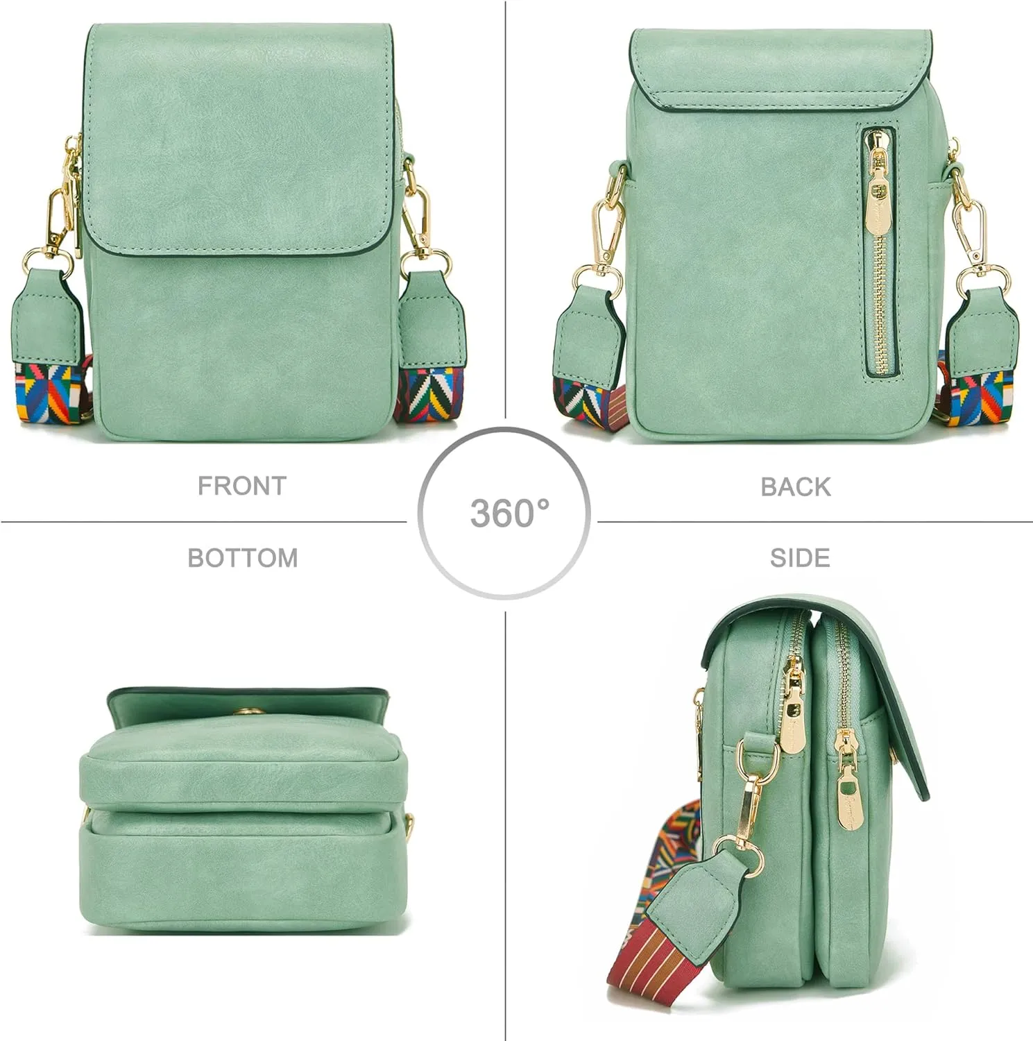 Soperwillton Crossbody Bags for Women Vegan Leather Purse Small Shoulder Handbags with Wide Adjustable Strap
