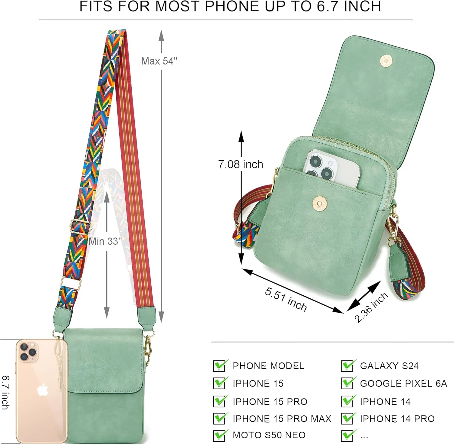 Soperwillton Crossbody Bags for Women Vegan Leather Purse Small Shoulder Handbags with Wide Adjustable Strap