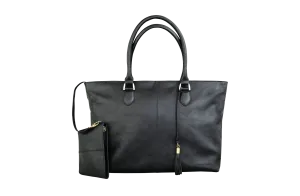 Sophie Black Leather Womens 15" Laptop Tote