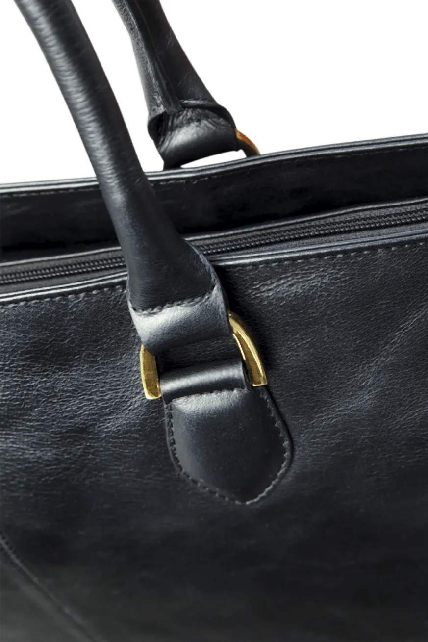 Sophie Black Leather Womens 15" Laptop Tote