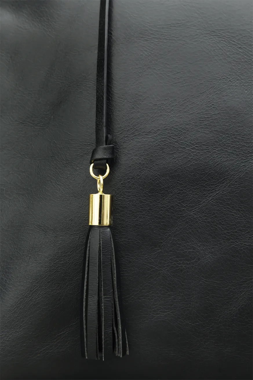 Sophie Black Leather Womens 15" Laptop Tote