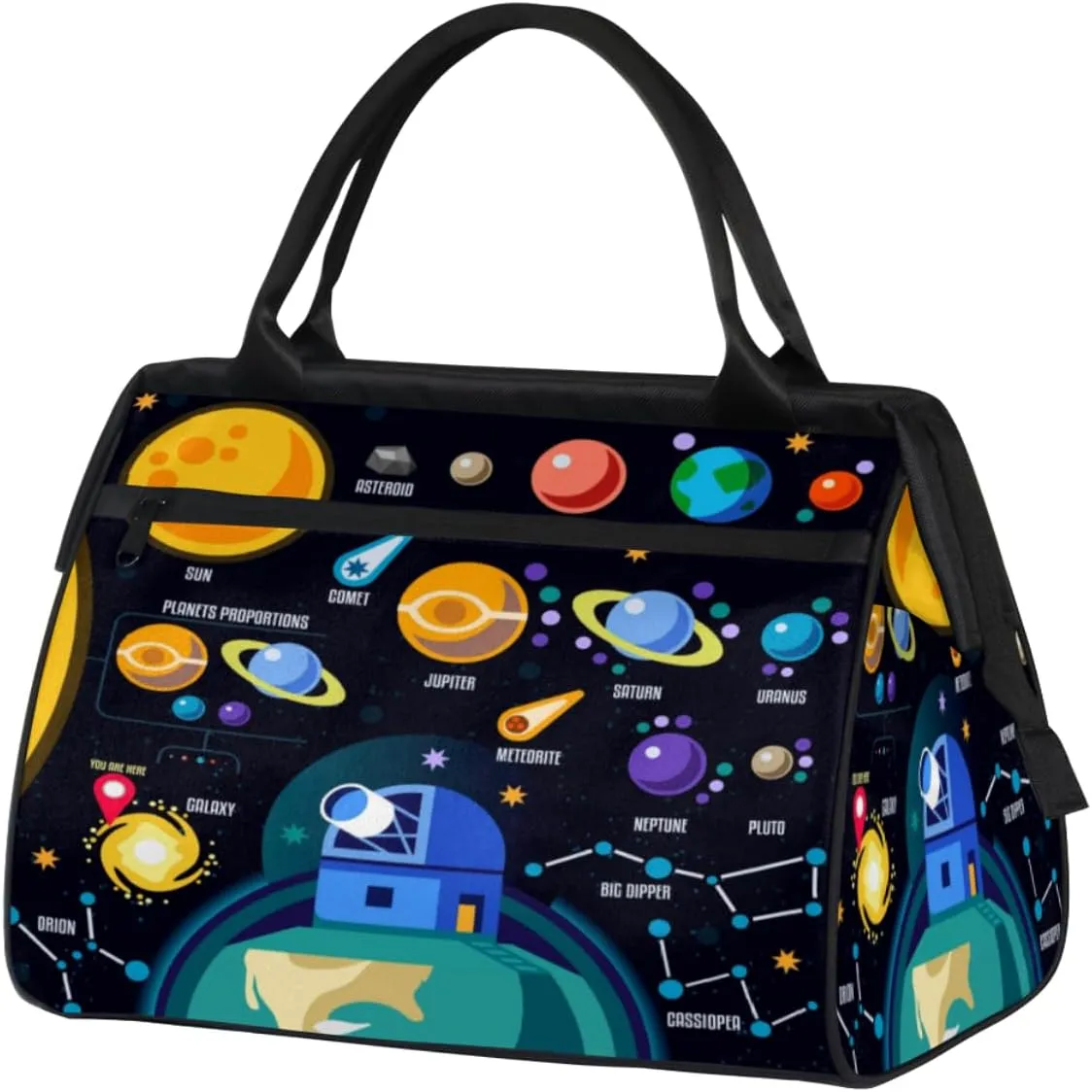 Space Galaxy Solar System Travel Duffel Bag Sports Travel Duffel Bag Waterproof Durable Large Gym Tote Bag Weekender Overnight Bag for Women Travel Gym Yoga
