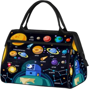 Space Galaxy Solar System Travel Duffel Bag Sports Travel Duffel Bag Waterproof Durable Large Gym Tote Bag Weekender Overnight Bag for Women Travel Gym Yoga