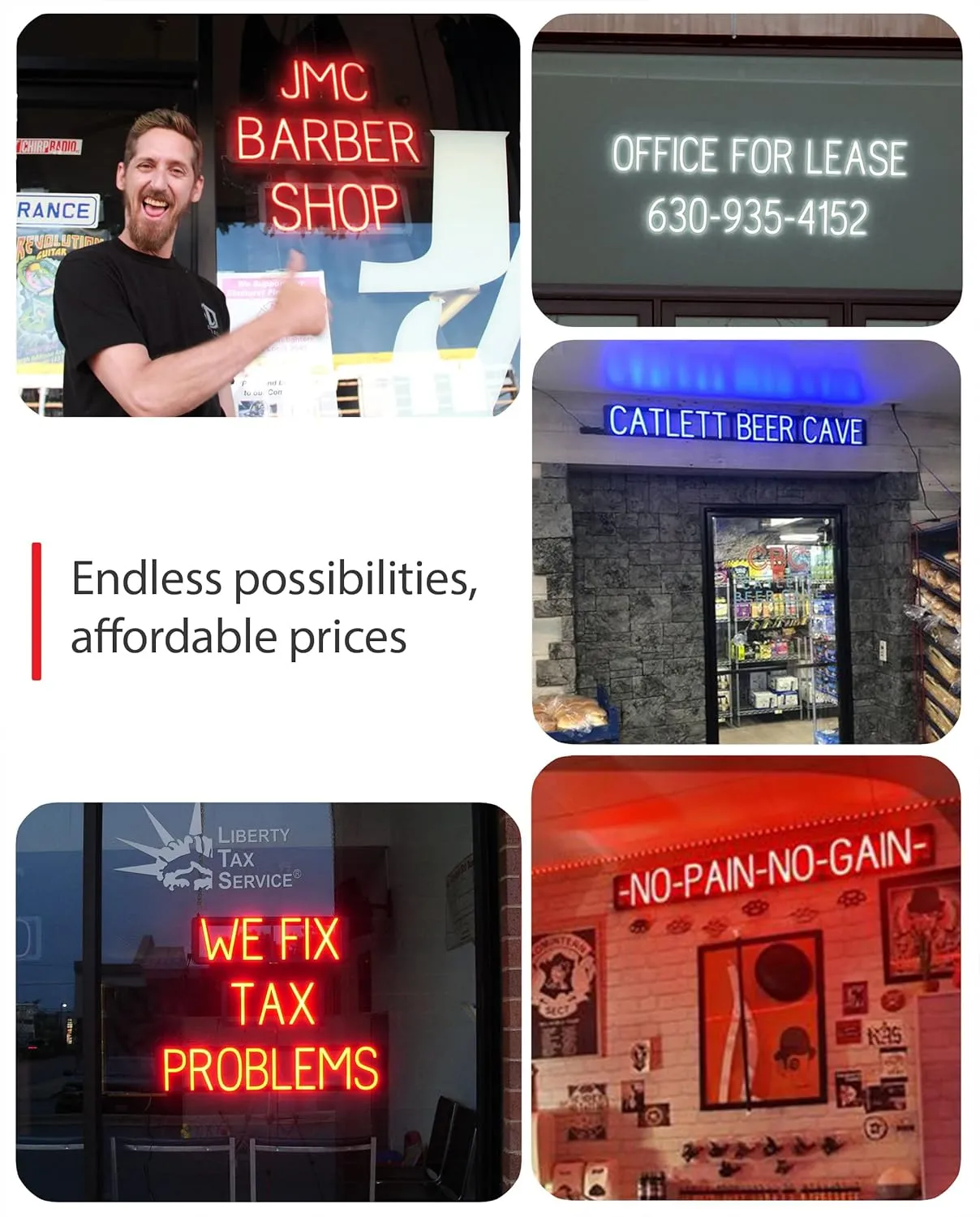 SpellBrite Custom Signs for Business | Custom Neon Sign Look, LED Light Source | Changeable 6.3" LED Letters (1 row, 9 characters)