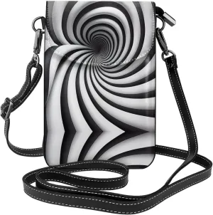 spiral optical illusion gif Pattern Leather Crossbody Flap Phone Bag - Versatile Gift for Women Walking, Camping, Shopping, and Travel