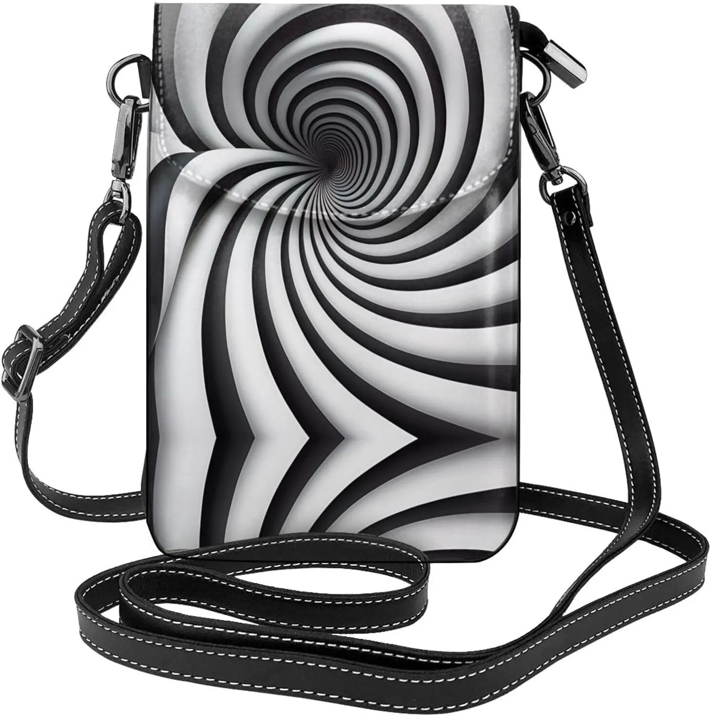 spiral optical illusion gif Prints Leather Crossbody Flap Phone Bag - Versatile Gift for Women Walking, Camping, Shopping, and Travel