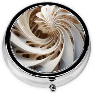 Spirals and Curves Pill Box Round Pill Case for Pocket Purse 3 Compartment Medicine Pill Organizer Cute Portable Travel Pillbox Vitamin Cod Liver Oil Storage Box Unique Gift Organizer