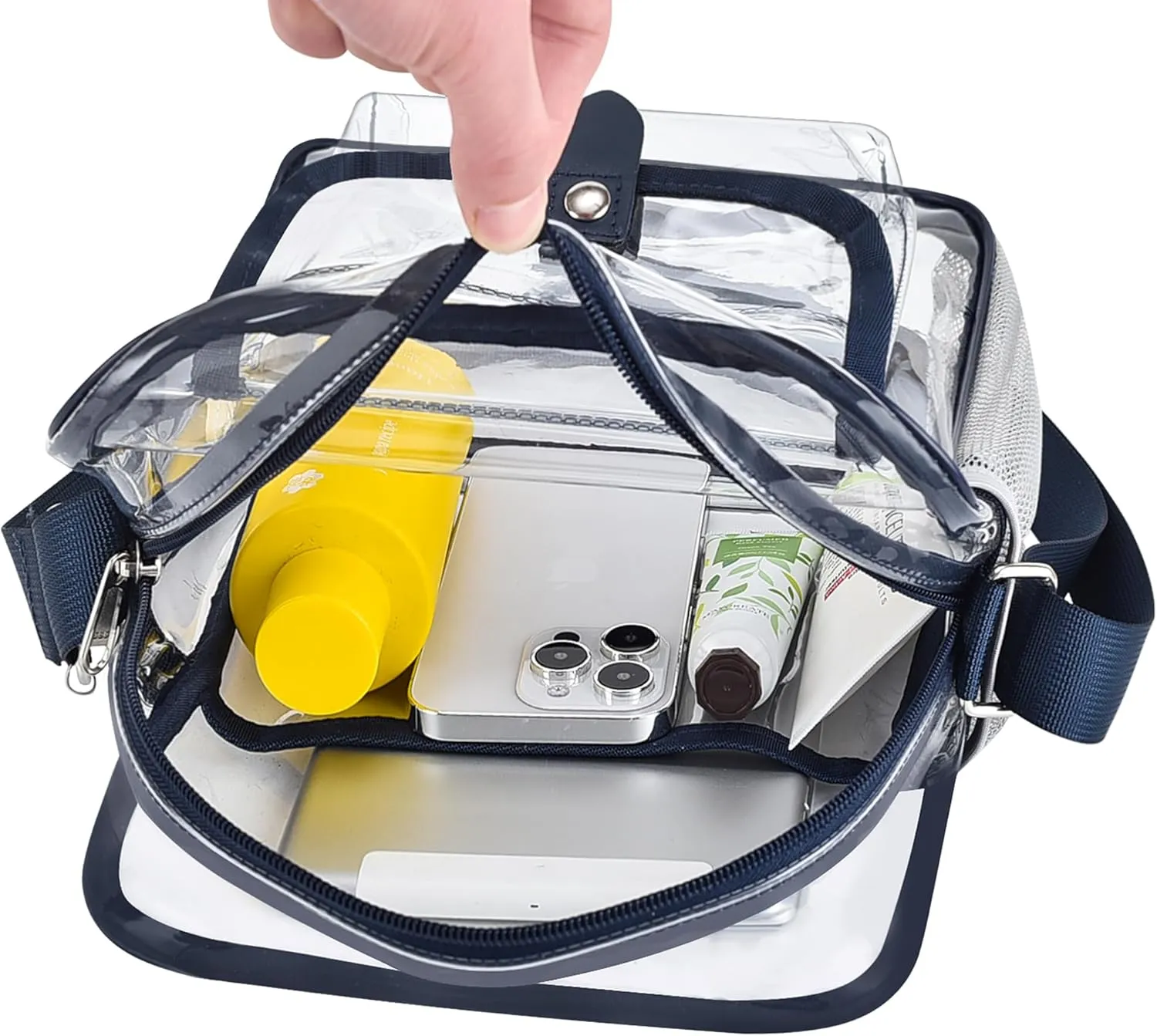 SPODEARS Clear Crossbody Bag for Stadium Events & Concerts - Adjustable Shoulder Strap Purse with 1 Bottle Holder