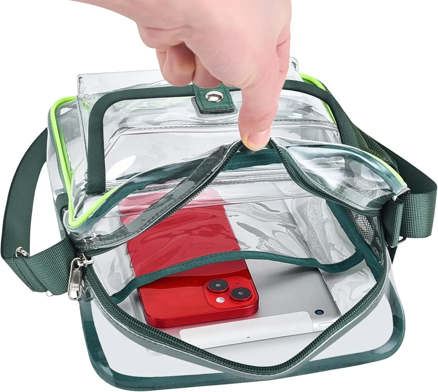 SPODEARS Clear Crossbody Bag for Stadium Events & Concerts - Adjustable Shoulder Strap Purse with 1 Bottle Holder
