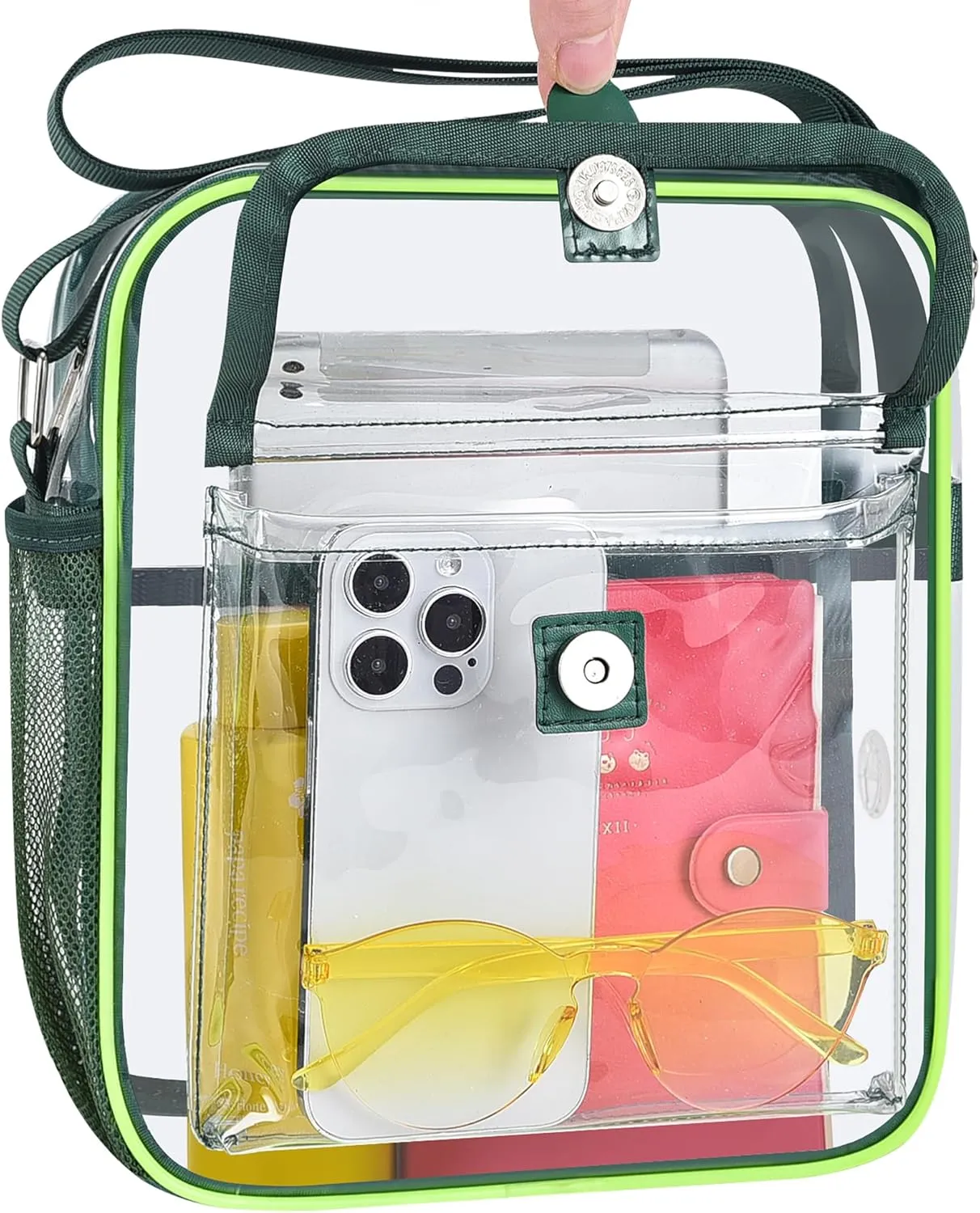 SPODEARS Clear Crossbody Bag for Stadium Events & Concerts - Adjustable Shoulder Strap Purse with 1 Bottle Holder