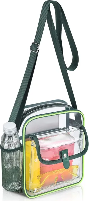 SPODEARS Clear Crossbody Bag for Stadium Events & Concerts - Adjustable Shoulder Strap Purse with 1 Bottle Holder
