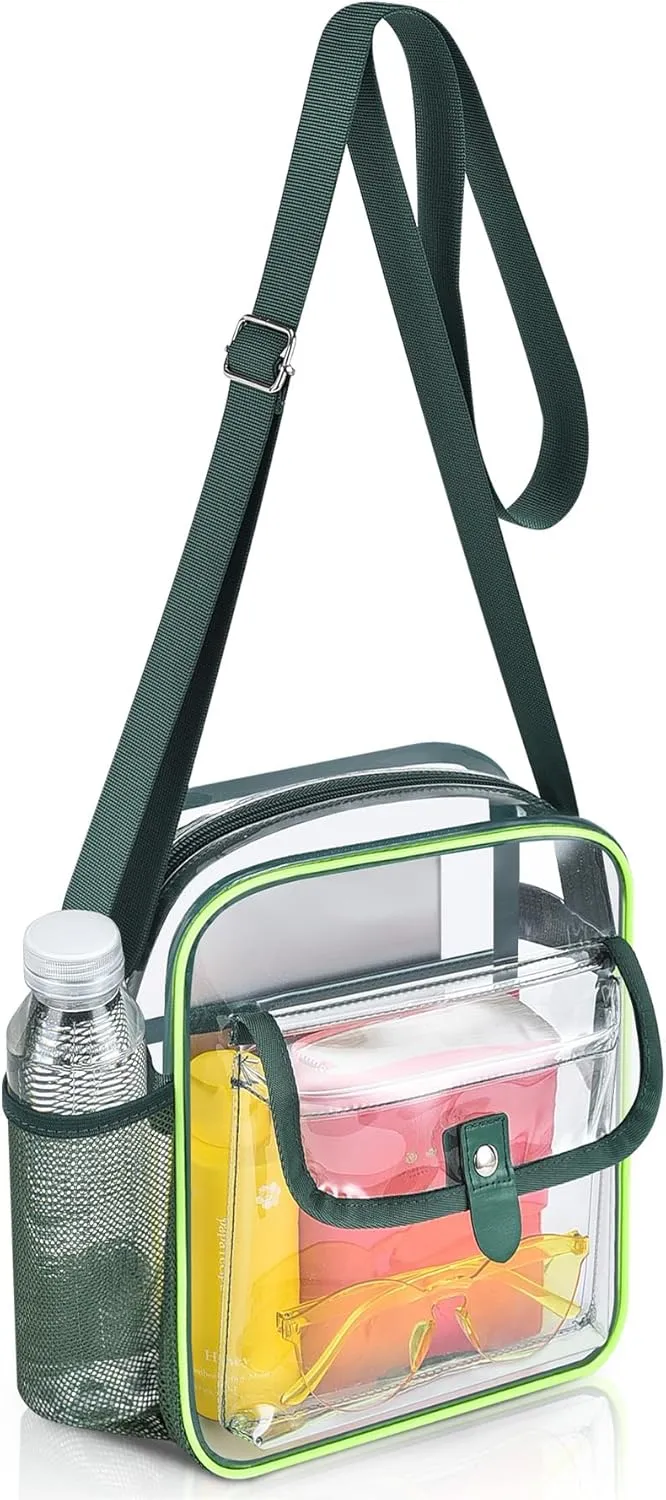 SPODEARS Clear Crossbody Bag for Stadium Events & Concerts - Adjustable Shoulder Strap Purse with 1 Bottle Holder
