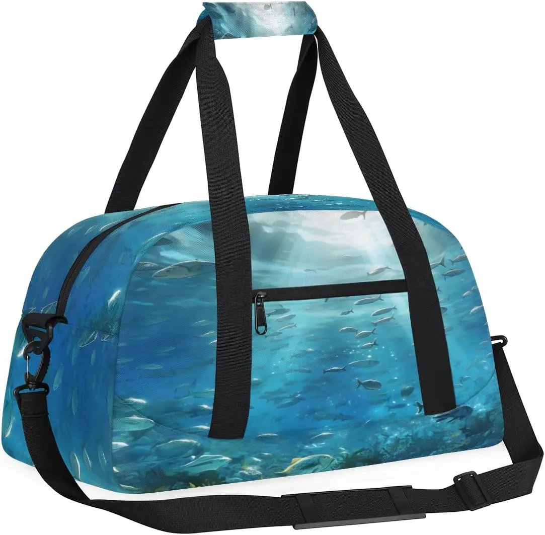 Sports Duffle Bags Travel Duffle Bag Gym Bag Seabed Animal Weekender Travel Bag Waterproof Overnight Bag Carry On Travel Tote Bag Dance Bags