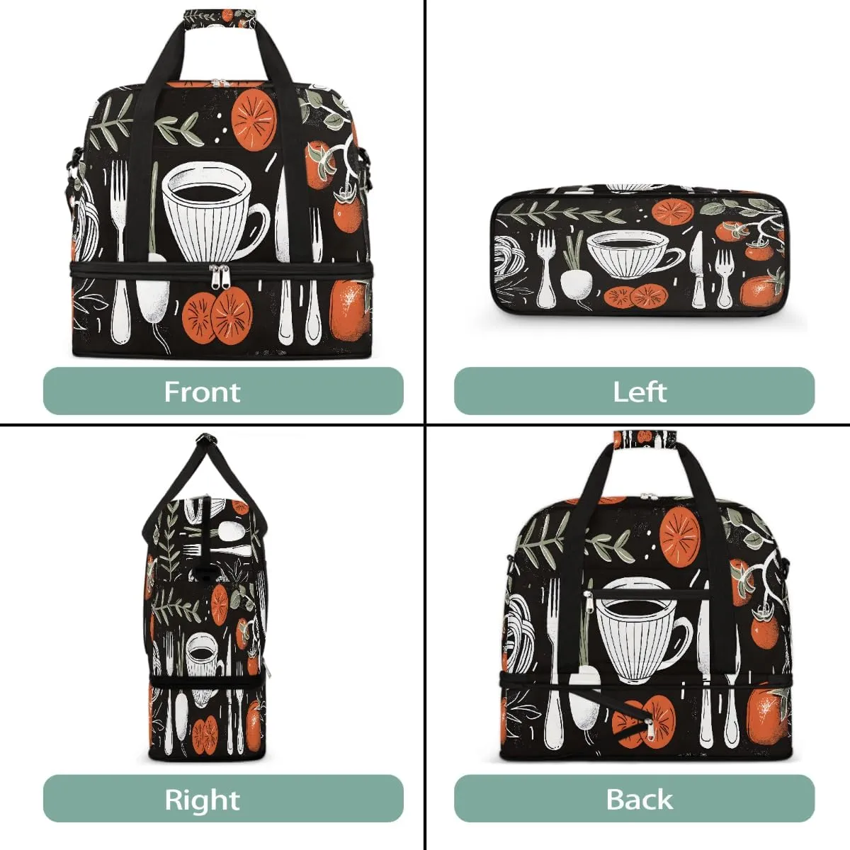 Sports Gym Bag Coffee Tile Kitchen Large Travel Duffel Bag With Shoe Compartment Foldable Waterproof Carry-On Weekend Travel Bags for Camping Overnight Yoga Hospital Travel Bags