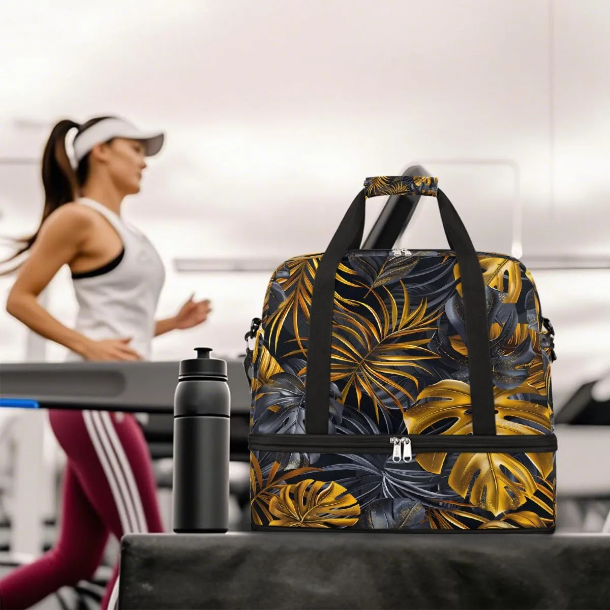 Sports Gym Bag Golden Leaves Vintage Large Travel Duffel Bag With Shoe Compartment Foldable Waterproof Carry-On Weekend Travel Bags for Camping Overnight Yoga Hospital Travel Bags
