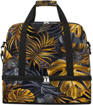 Sports Gym Bag Golden Leaves Vintage Large Travel Duffel Bag With Shoe Compartment Foldable Waterproof Carry-On Weekend Travel Bags for Camping Overnight Yoga Hospital Travel Bags