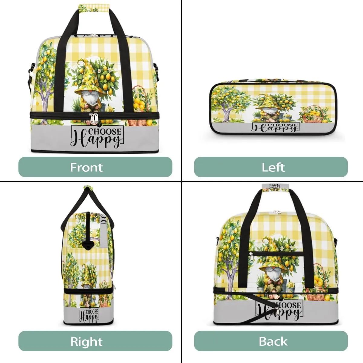 Sports Gym Bag Lemon Tree Dwarf Large Travel Duffel Bag With Shoe Compartment Foldable Waterproof Carry-On Weekend Travel Bags for Camping Overnight Yoga Hospital Travel Bags