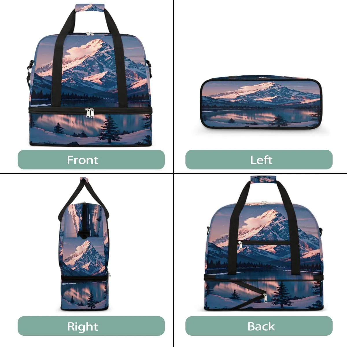 Sports Gym Bag Mountains Sky Landscape Large Travel Duffel Bag With Shoe Compartment Foldable Waterproof Carry-On Weekend Travel Bags for Camping Overnight Yoga Hospital Travel Bags
