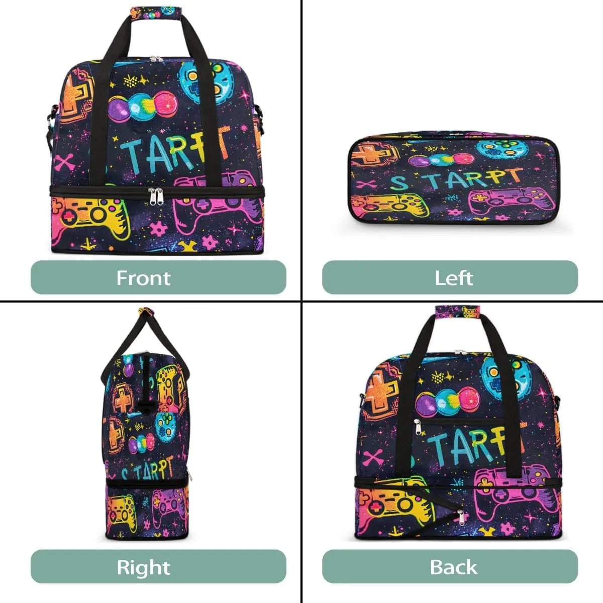 Sports Gym Bag Start Game Large Travel Duffel Bag With Shoe Compartment Foldable Waterproof Carry-On Weekend Travel Bags for Camping Overnight Yoga Hospital Travel Bags