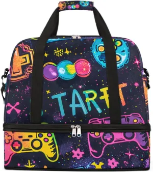 Sports Gym Bag Start Game Large Travel Duffel Bag With Shoe Compartment Foldable Waterproof Carry-On Weekend Travel Bags for Camping Overnight Yoga Hospital Travel Bags