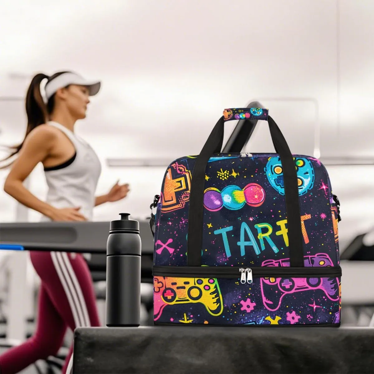Sports Gym Bag Start Game Large Travel Duffel Bag With Shoe Compartment Foldable Waterproof Carry-On Weekend Travel Bags for Camping Overnight Yoga Hospital Travel Bags