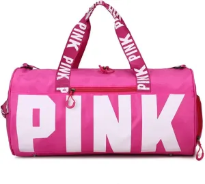 Sports Gym Bag, Travel Duffle Bag with PINK printing, Shoulder Tote Bags Weekend Bags for Workouts, Travel, Hiking, Perfect for Mom's Gifts