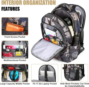 star cloud Travel Laptop Backpack - 16 Inch Business College Backpacks With USB Charging Port - Heavy Duty Water Repellent Anti Theft Computer Backpacks for Men/Women Camouflage