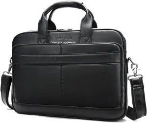 STAR VISTA Siro 15.6" Slim Laptop Messenger Bag, Full Grain Leather Briefcase, YKK Zippers, Brass Hardware