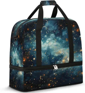 Starry Cosmic Flow Travel Duffel Bag, Travel Essentials, Gym Bag for Women, Weekender Overnight Bag With Shoes Compartment, Carry On Bags for Airplanes