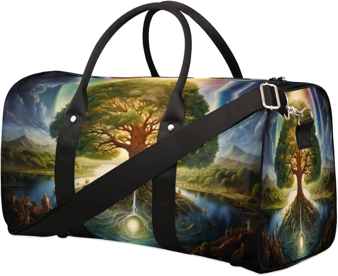 Starry Tree Fantasy Travel Duffel Bag for Women Men Sports Tote Gym Bag Waterproof Foldable Lightweight Weekend Overnight Hospital Workout Bag Swimming Yoga Fitness Travel Sports Bag
