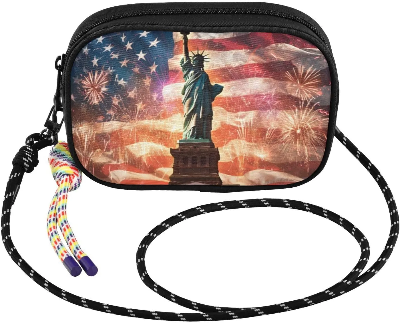 Statue Liberty Fireworks Crossbody Bag for Women Cell Phone Purses Women's Small Shoulder Handbags Wallet Purse with Strap