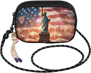 Statue Liberty Fireworks Crossbody Bag for Women Cell Phone Purses Women's Small Shoulder Handbags Wallet Purse with Strap