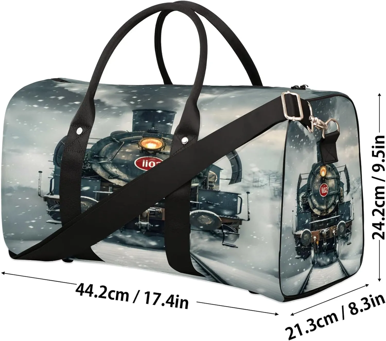 Steam Train Travel Bag for Men Women, Gym Duffle Bags for Travel, Carry On Luggage Bag, Weekender Overnight Workout Bags