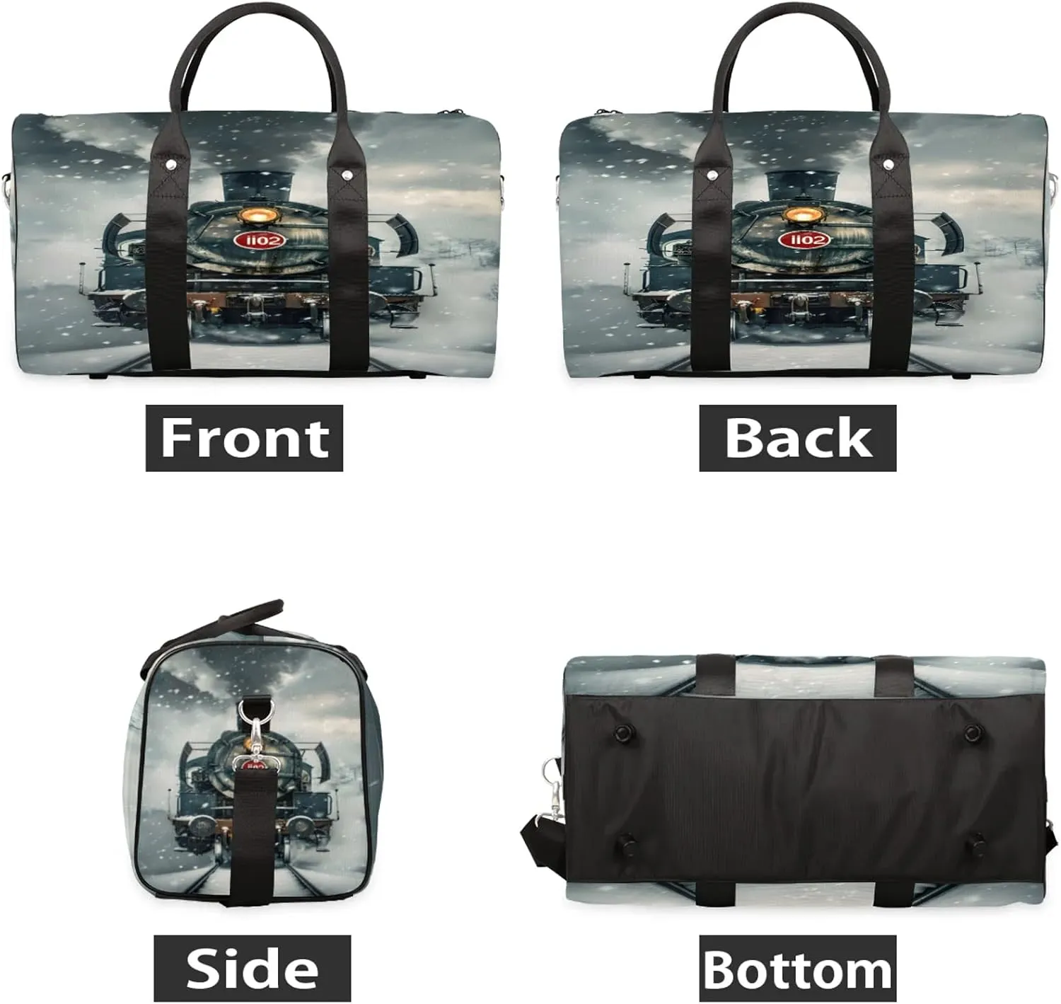 Steam Train Travel Bag for Men Women, Gym Duffle Bags for Travel, Carry On Luggage Bag, Weekender Overnight Workout Bags