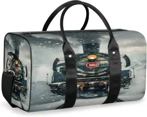 Steam Train Travel Bag for Men Women, Gym Duffle Bags for Travel, Carry On Luggage Bag, Weekender Overnight Workout Bags
