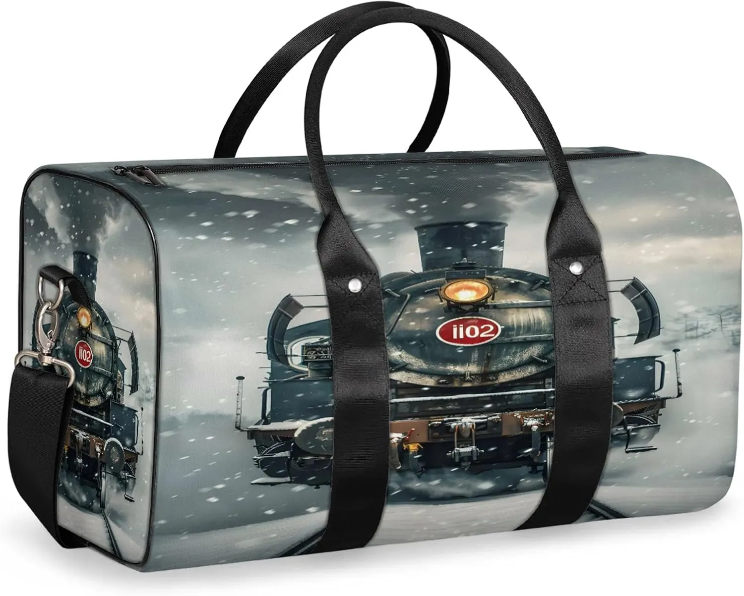 Steam Train Travel Bag for Men Women, Gym Duffle Bags for Travel, Carry On Luggage Bag, Weekender Overnight Workout Bags
