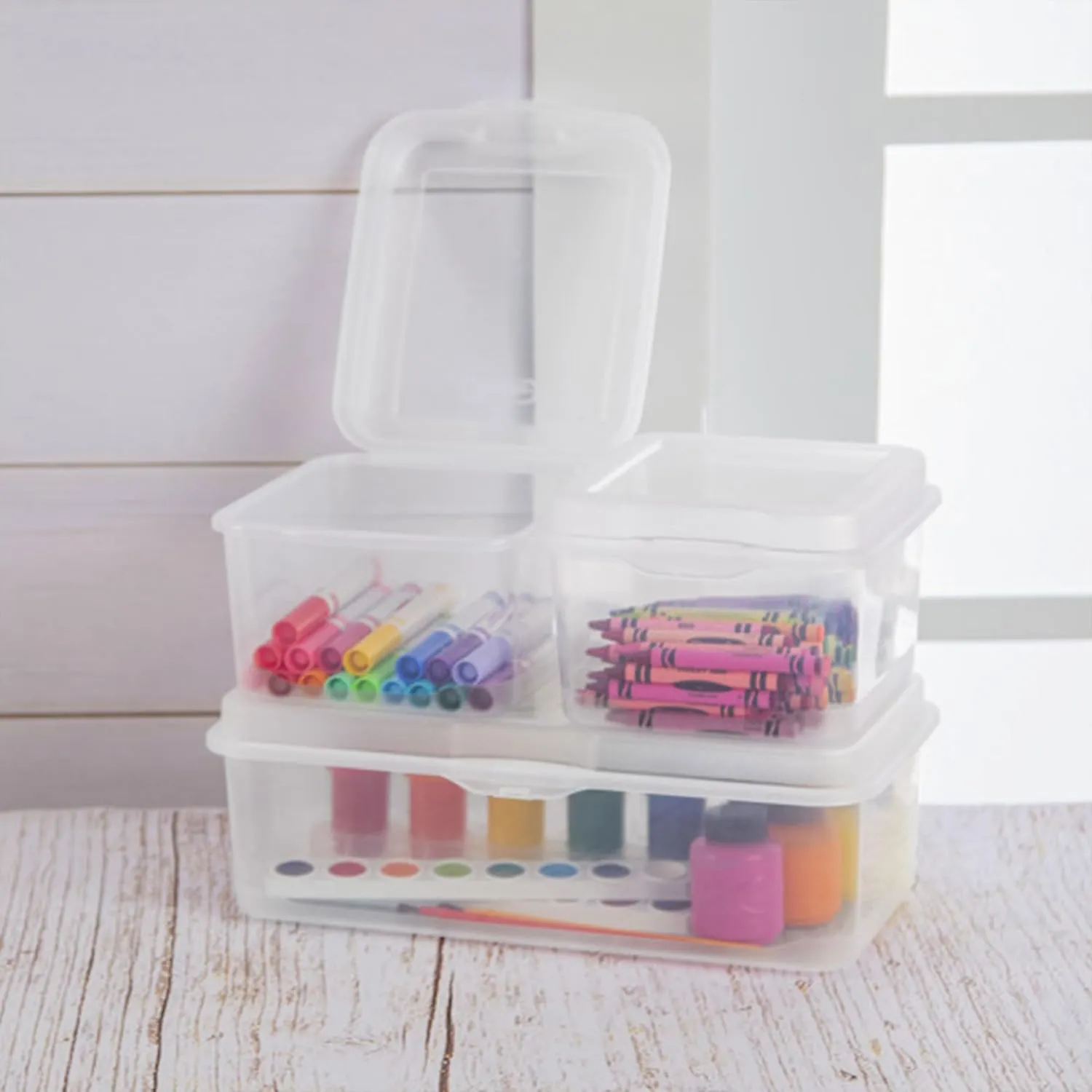 Sterilite 12-Pack FlipTop Stackable Rectangular Storage Bin with Hinging Lid, Clear