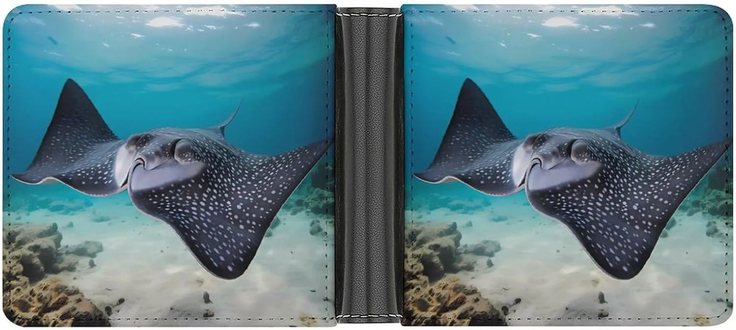 Stingray Fish Funny Men's Slim Bifold Wallet with Multiple Card Slots Front Pocket Purse