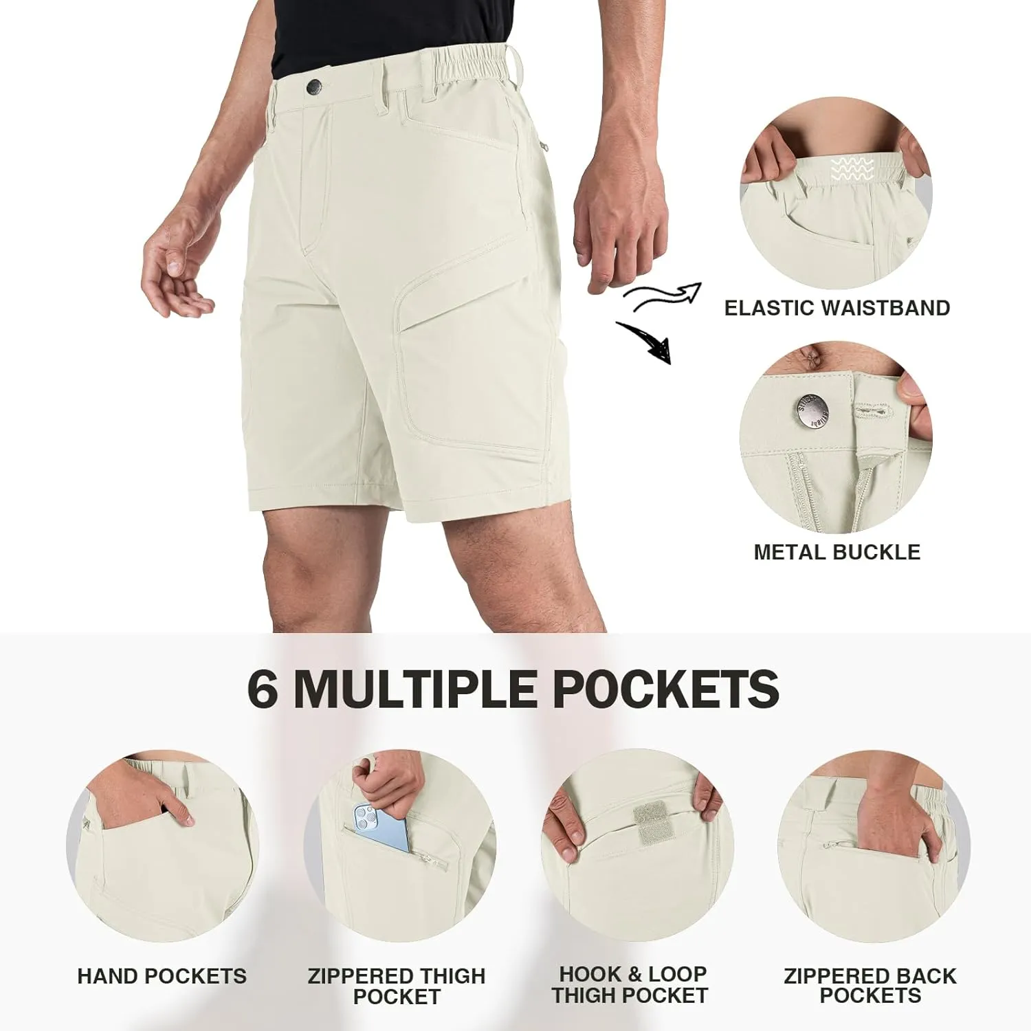 Stlight Men's Hiking Cargo Shorts Quick Dry Lightweight Tactical Shorts with Multi Pocket for Camping Fishing Golf