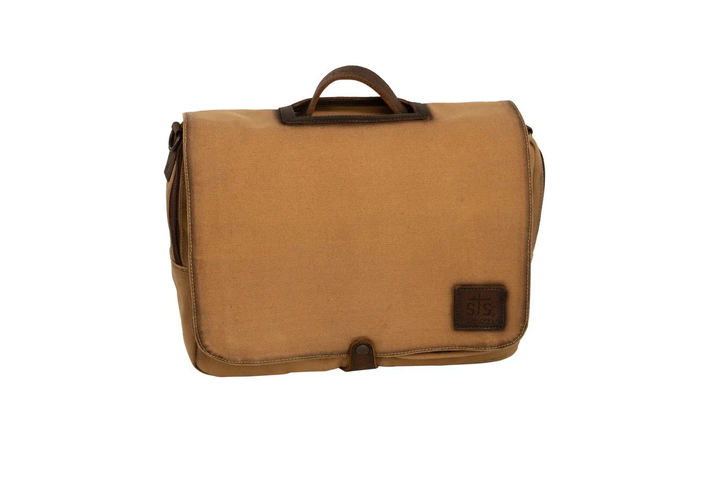 STS Ranchwear Mens Buffalo Creek Tan/Chestnut Buffalo Leather Messenger Bag OS