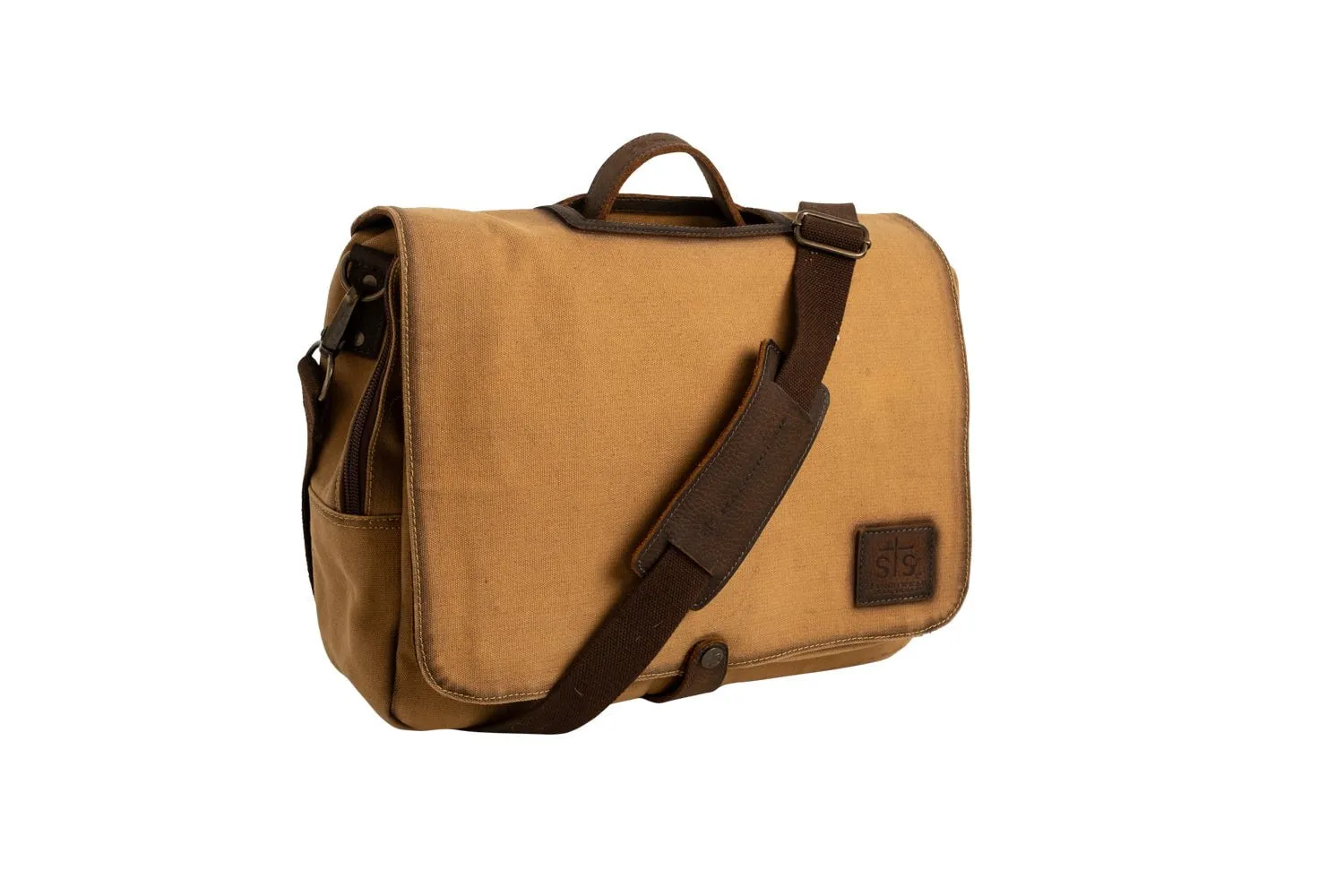 STS Ranchwear Mens Buffalo Creek Tan/Chestnut Buffalo Leather Messenger Bag OS