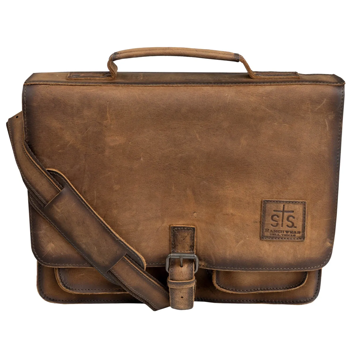 STS Ranchwear Mens Foreman Portfolio Veg-Tan Leather Messenger Bag
