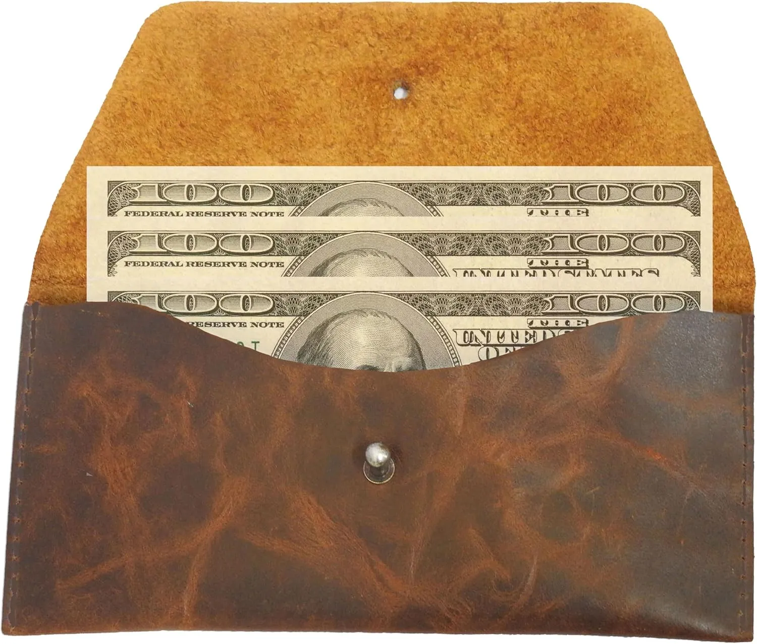Succor Genuine Leather Cash Envelopes Wallet For Men, Money Bag Pouch, Reusable Budget Envelope, Retro Clutch Wallet, For Men and Women, Brown