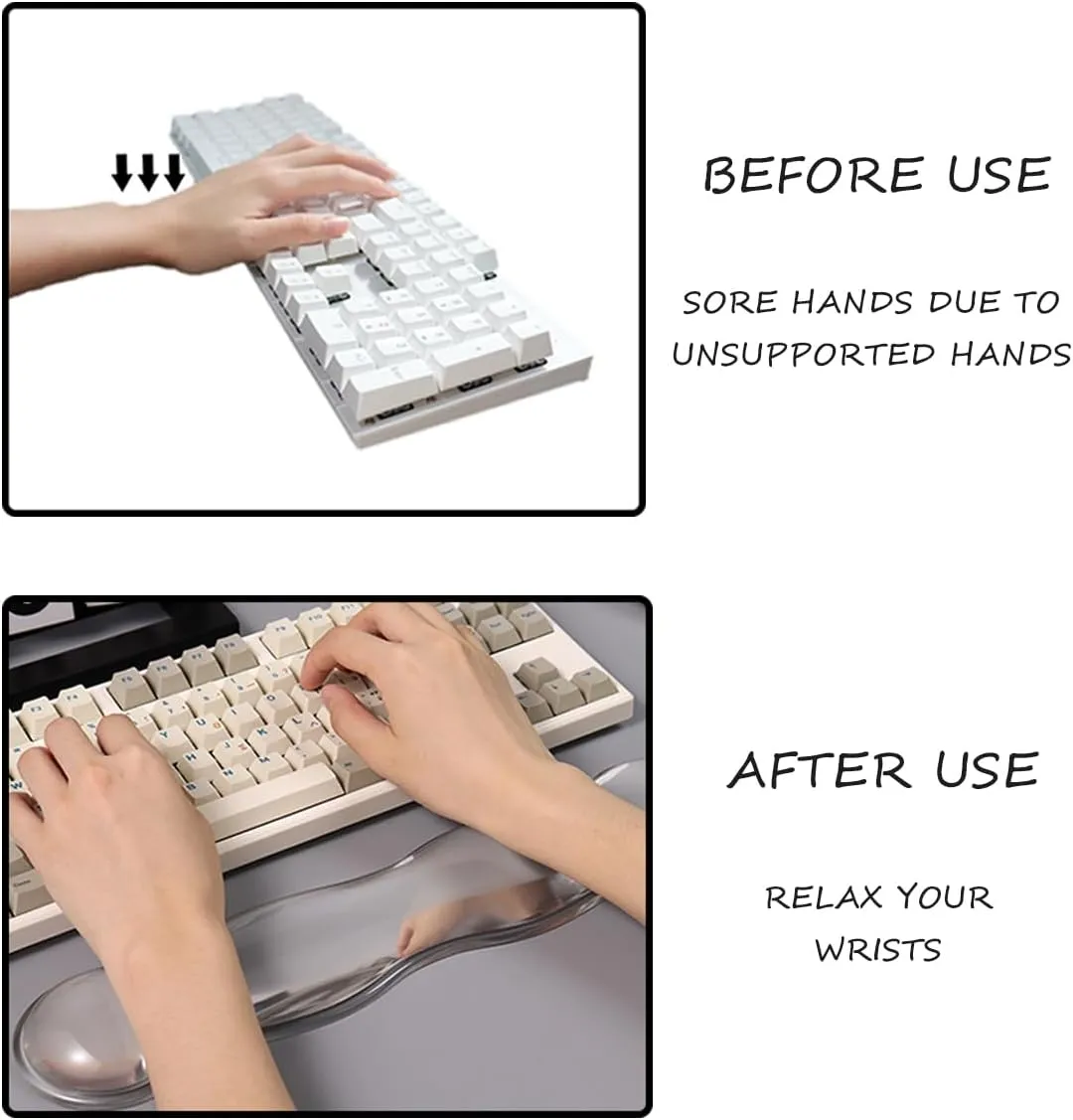 Sumgsn Silicone Gel Keyboard & Mouse Wrist Rest Set, White Cool Soft Ergonomic Wrist Rest, Relax Your Wrist, for Laptop Computer Office & Home