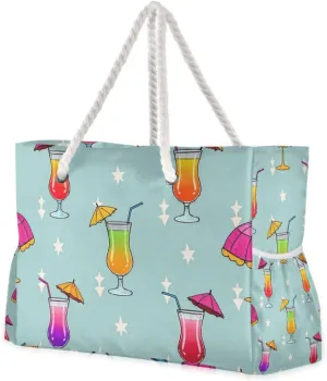 Summer Juice Sunshade Colorful Travel Bags For Women Waterproof Sandproof with side pockets Large Work Tote for Pool Gym Grocery Travel