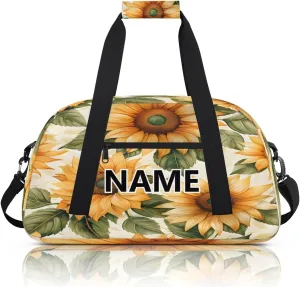 Sunflower Mini Gym Bag 18 inch for Women Men Waterproof Custom Farmhouse Rustic Travel Duffel Bag Carry On Overnight Tote Nurse Bag for Work Fitness Hiking