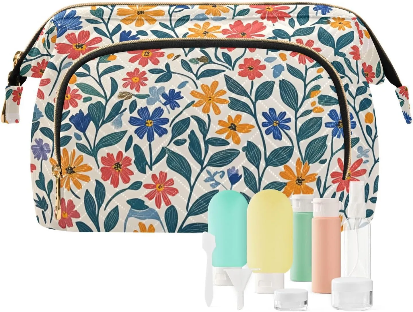 Sunflower Orange and Yellow Cosmetics Bag Zipper Travel Makeup Bags Cosmetic Bags For Purse for Travel Makeup